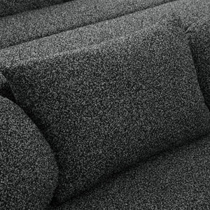 English Elm Boneless Modular Sectional Sofa with Curved Ends, Deep Bouclé Seating, Convertible Sofa Bed & Pillows for Living Room Black N719S002120B