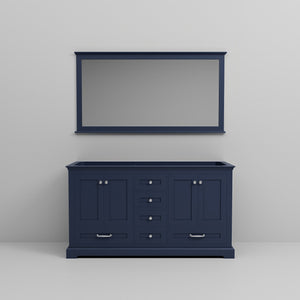English Elm Navy Blue Double Bath Vanity 60" With Mirror - Elegant Design, Ample Storage & Easy Installation B2731S00491