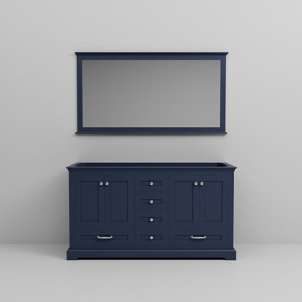 English Elm Navy Blue Double Bath Vanity 60" With Mirror - Elegant Design, Ample Storage & Easy Installation B2731S00491