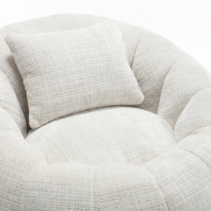 English Elm COOLMORE Extra Large Round Chenille Bean Bag Chair with Deep Seat, High-Density Supportive Sponge Comfort Beige W1539P265261