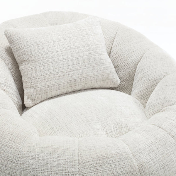 English Elm COOLMORE Extra Large Round Chenille Bean Bag Chair with Deep Seat, High-Density Supportive Sponge Comfort Beige W1539P265261
