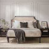 Upholstered Traditional Metal Queen Bed Tan MMIB5CTN Walker Edison