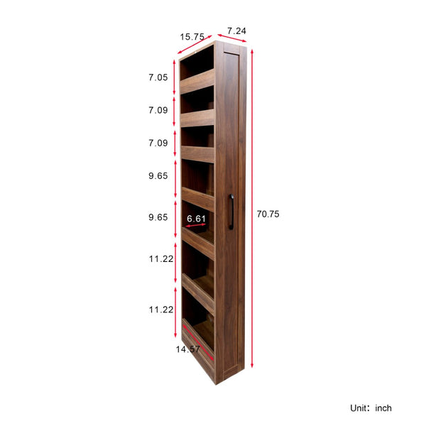 English Elm 7 Tier Pull Out Slim Rolling Pantry Shelf for Kitchen Gaps and Narrow Spaces W331P411569