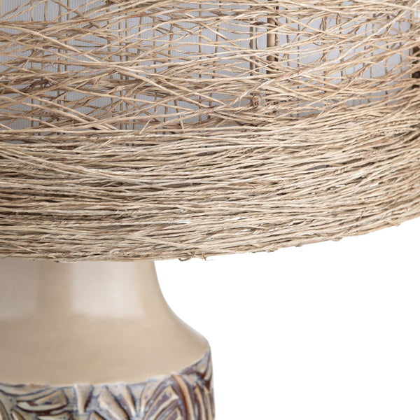 Crestview Collection 30"H Rustic Ceramic Table Lamp With Woven Rattan Shade, Natural Aesthetic & 3-way Socket Glow   Cvazp115