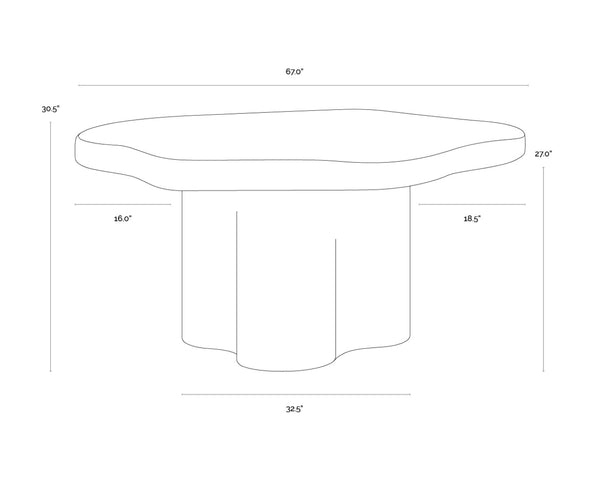 Sunpan BELLONA Dining Table - Charcoal Black Acacia Wood, Sculptural Design for Contemporary Spaces - 68.5" 112357