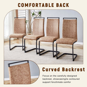 English Elm Table And Chair Set - Modern 64.5" Wood-Textured Dining Table With 6 Stylish Brown Chairs Included W1151S03585-GIGA