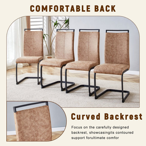 English Elm Table And Chair Set - Modern 64.5" Wood-Textured Dining Table With 6 Stylish Brown Chairs Included W1151S03585-GIGA