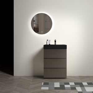 English Elm Alice 24" Gray Bathroom Vanity With Large Storage, Modern Matte Black Sink, Eco-Friendly Design W1865S00028