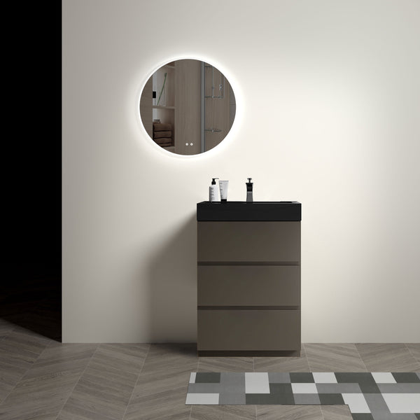 English Elm Alice 24" Gray Bathroom Vanity With Large Storage, Modern Matte Black Sink, Eco-Friendly Design W1865S00028