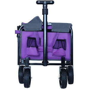 English Elm All-in-one Folding Camping Wagon with Bench Seating Storage and Pet Tether Outdoor Purple W2932P312714