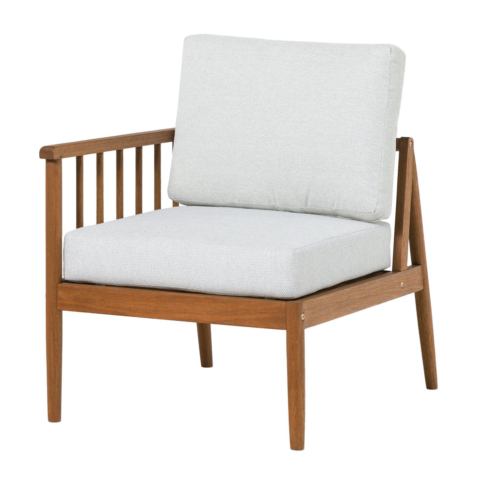 English Elm Walker Edison - Modern Outdoor Spindle Style Left Arm Sectional Brown - Eucalyptus Wood, Linen Cushions, Weather-Resistant, RTA B185P326698