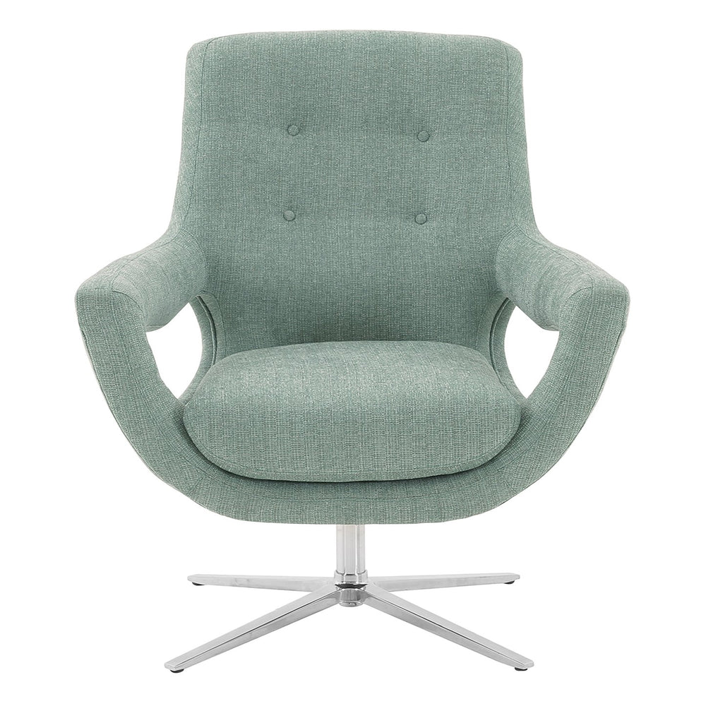 English Elm Graciel Adjustable Swivel Accent Chair in Spa Blue Linen — Polished Steel Frame, Plush Foam Comfort, No Assembly (34x35x40) B2736P354381
