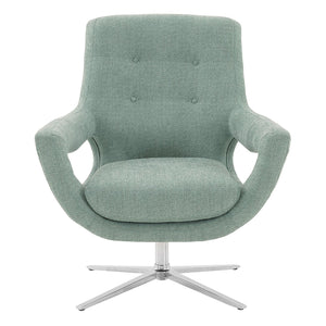 English Elm Graciel Adjustable Swivel Accent Chair in Spa Blue Linen — Polished Steel Frame, Plush Foam Comfort, No Assembly (34x35x40) B2736P354381