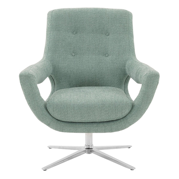 English Elm Graciel Adjustable Swivel Accent Chair in Spa Blue Linen — Polished Steel Frame, Plush Foam Comfort, No Assembly (34x35x40) B2736P354381