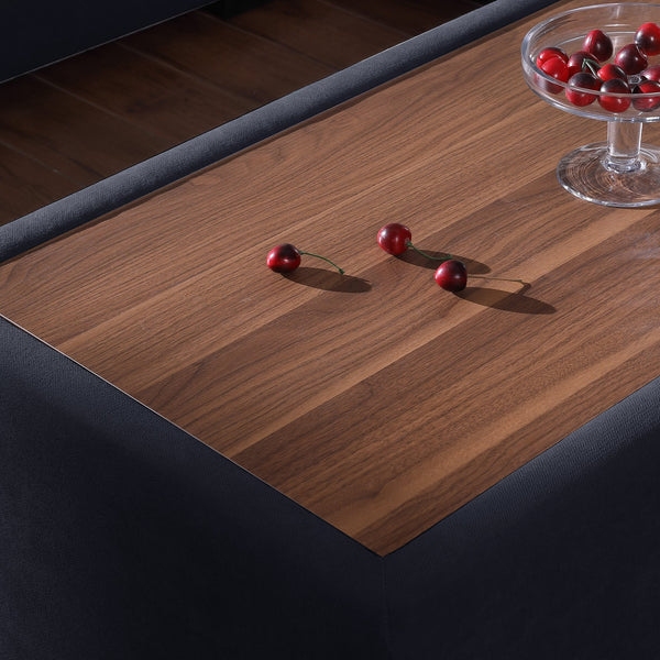 English Elm Joshua Upholstered Woven Fabric Sectional Sofa with Right-Facing Chaise, Ottoman Table Top & Pillows Dark Gray B061S00840