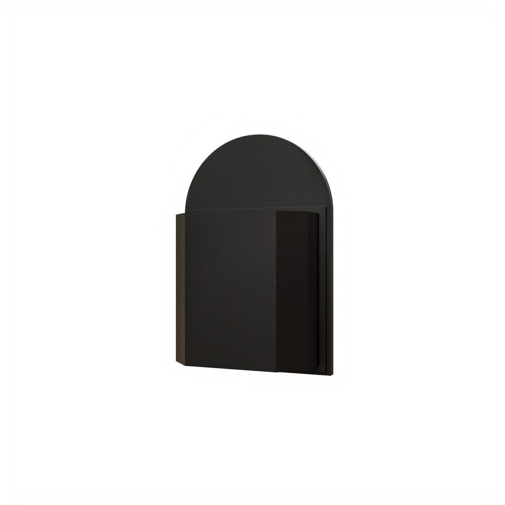 English Elm 18x24 Metal Corner Medicine Cabinet with Arched Mirror, Adjustable Glass Shelves, Moisture-Proof Organizer Black W1435P312260