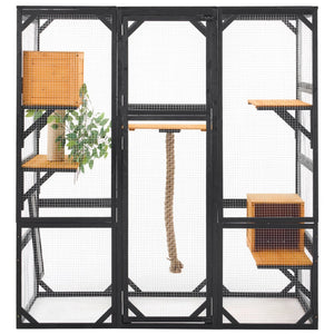 English Elm Outdoor Pine Wood Catio Enclosure with Platforms Condos and Walk-in Access for Cats N719P283198B