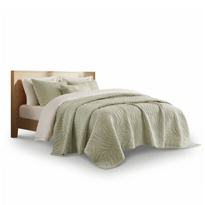 English Elm King Stone Washed Cotton Quilt Set Breathable Garment Dyed Bedroom Comfort Sage B035P496597
