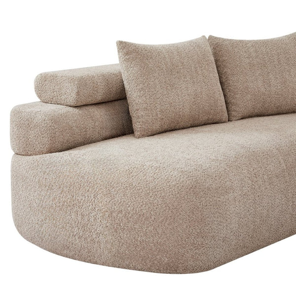 English Elm 122" Curved Modular Sectional Sofa Cloud Fill Polyester Upholstered Living Room Seating Almond N771P396326V_N771P396327V