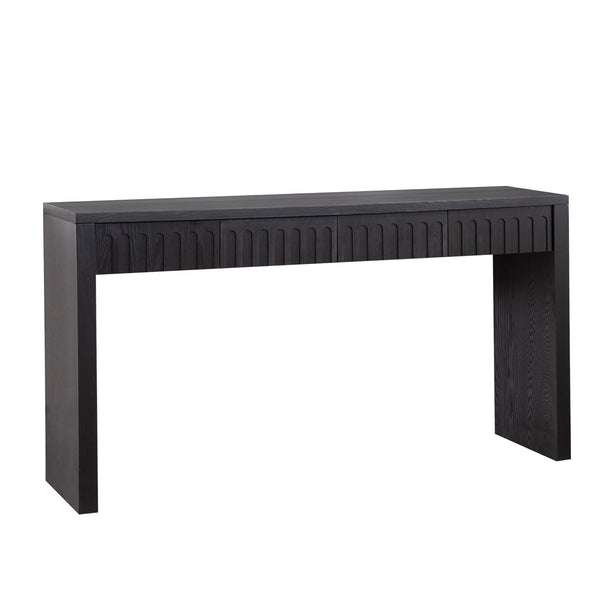 English Elm Modern Black Console Table With 4 Discreet Drawers - Sleek Entryway Storage For Any Space W2729P298159