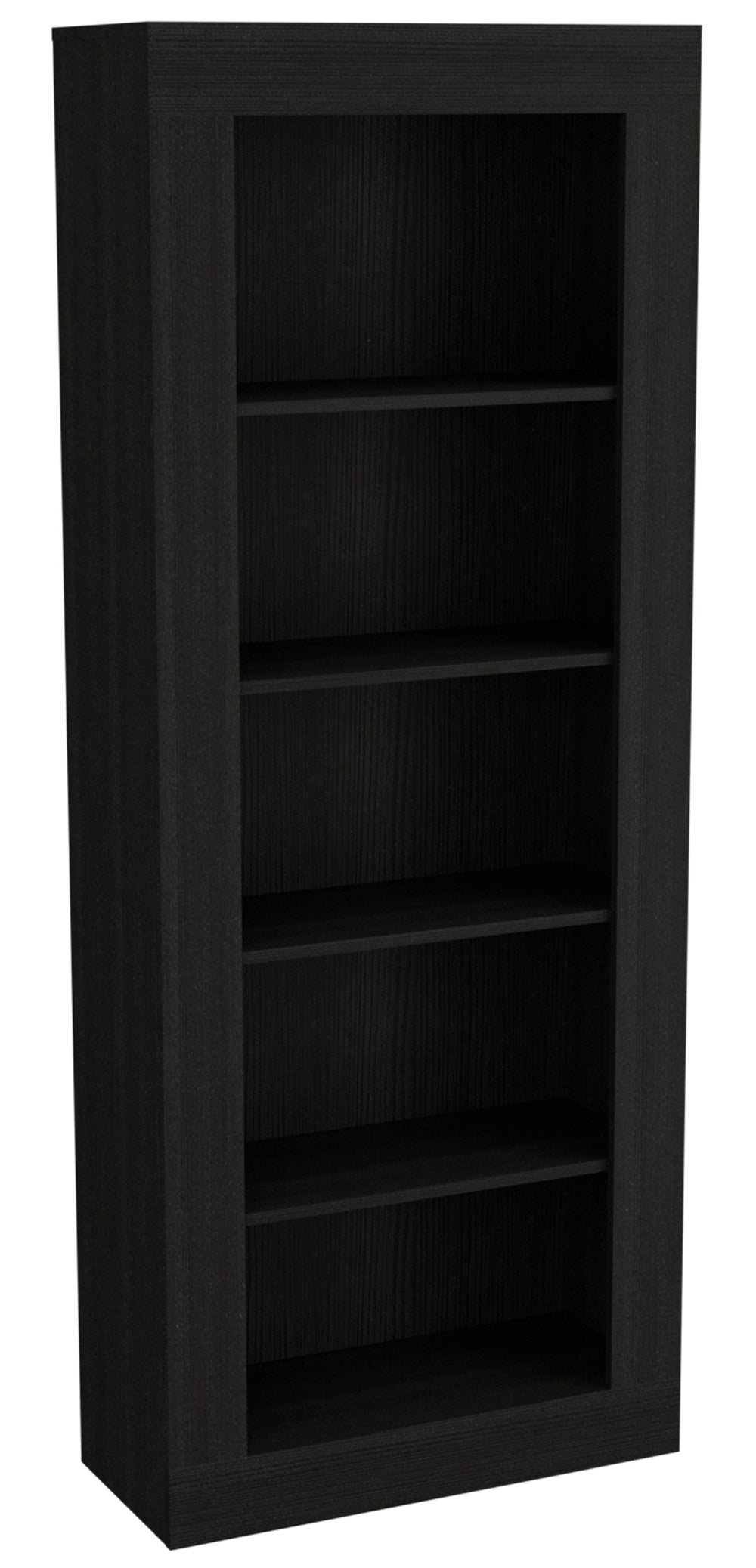 English Elm Bookcase Sleek Vertical Design with 5 Spacious Shelves, Engineered Wood Black, Modern Storage Solution B097S00106