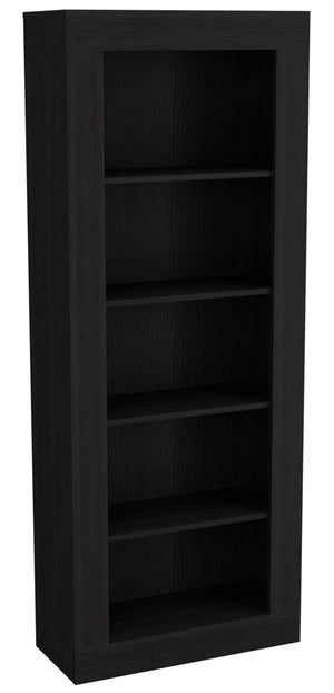 English Elm Bookcase Sleek Vertical Design with 5 Spacious Shelves, Engineered Wood Black, Modern Storage Solution B097S00106