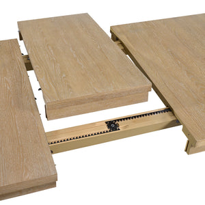 English Elm Wallace & Bay - Brown Contemporary Extendable Dining Table with Leaf, Light Wood Finish, Low-Maintenance, 71.9–92" Long B361P384399