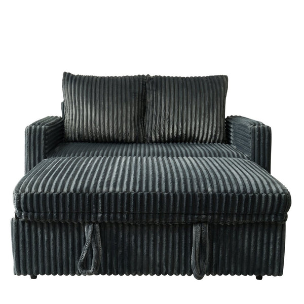 English Elm 53-inch Corduroy Recliner Sofa Bed with Usb Port Five Position Backrest Adjustment W2564P335437