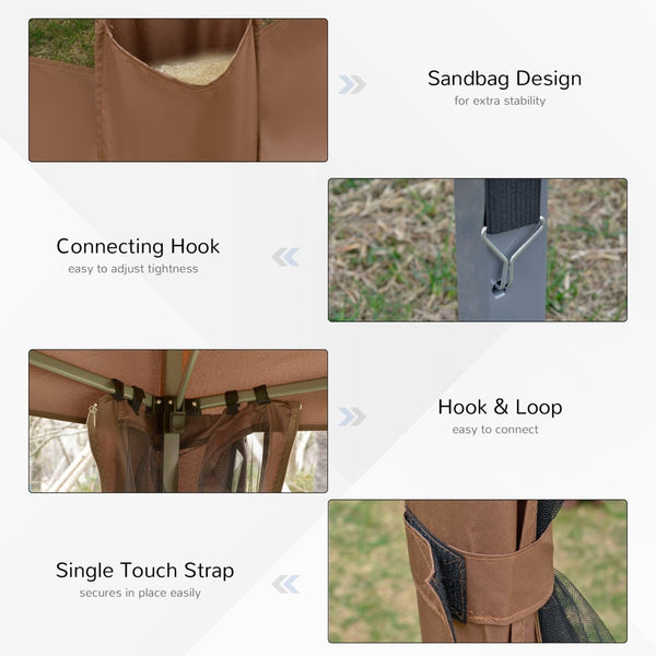 English Elm Outsunny 13' X 11' Hexagonal Pop-Up Gazebo With Adjustable Height, Mesh Sidewalls & Steel Frame W2225P200701-GIGA