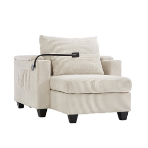 English Elm Convertible Chaise Lounge Sofa Bed With Usb Ports, Cup Holders & Storage For Stylish Comfort N719S002021A