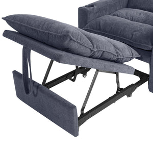 English Elm Sleeper 3-in-1 Convertible Sofa Chair Bed with Lychee Velvet, Adjustable Recline & Cup Holder Grey W1117P265779