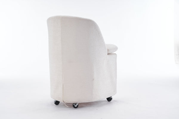 English Elm 058-Set Chenille Fabric Dining Chairs with 360° Swivel Wheels, Ergonomic Upholstered Seating, 250 lb Capacity Beige W527P242552