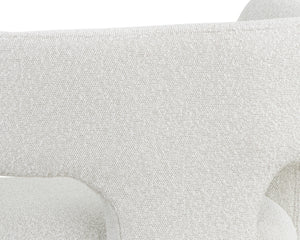 Sunpan Isidore Lounge Chair - Contemporary Comfort with Curved Backrest and Chic Boucle Fabric Design Copenhagen White