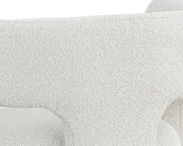Sunpan Isidore Lounge Chair - Contemporary Comfort with Curved Backrest and Chic Boucle Fabric Design Copenhagen White