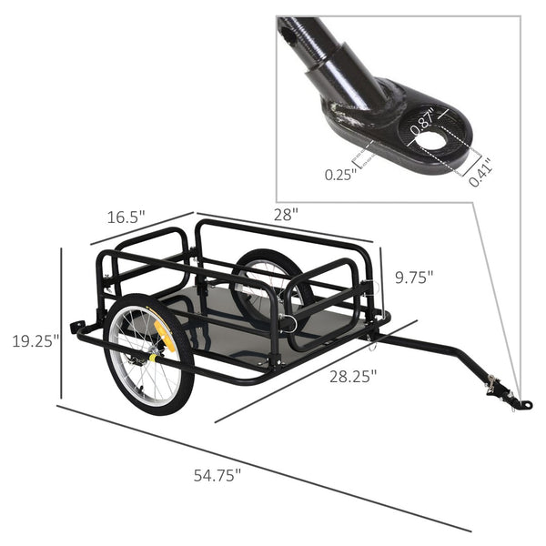 English Elm Aosom Heavy Duty Steel Bike Cargo Trailer Foldable 110 Lb Capacity Universal Hitch W2225P200662