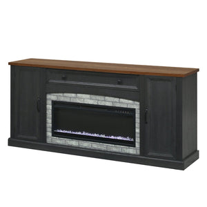 English Elm On-trend Farmhouse Electric Fireplace Console Walnut Veneer Media Cabinet for Living Room Black N721S000069B