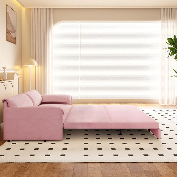 English Elm 66" Queen Pull Out Sofa Bed - 3-In-1 Velvet Loveseat With Storage & Easy Conversion For Any Space W1885S00048