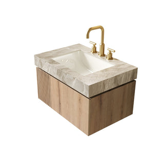 English Elm Muri Floating Bathroom Vanity Sintered Stone Top Plywood Cabinet Spa Modern Bath W2615S00596