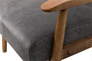 English Elm 25.38'' 25.38" Wide Classic Mid-Century Modern Arm Chair with Solid Wood Arms, Plush Foam & Microfiber Finish Grey B2735P271018