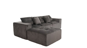 English Elm 101" Modular Cloud Sectional Corduroy Upholstered Sofa Reversible Chaise Living Room Gray W1170S00056