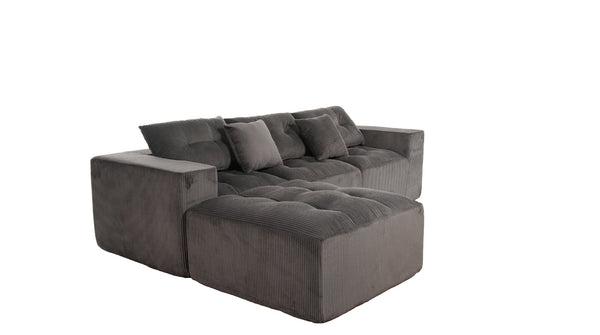 English Elm 101" Modular Cloud Sectional Corduroy Upholstered Sofa Reversible Chaise Living Room Gray W1170S00056