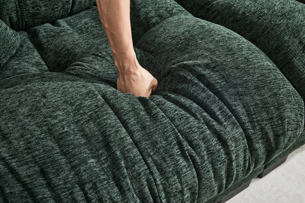 English Elm Casual Chenille Pleated Sofa - Modern Green 3-Seater With Stylish Comfort For Any Living Space W2100S00316