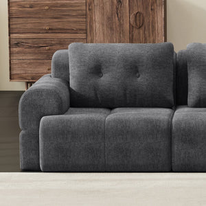 English Elm Modular Sectional Sofa with Chaise Full Foam Build Woven Fabric for Living Room Dark Grey W2379S00007