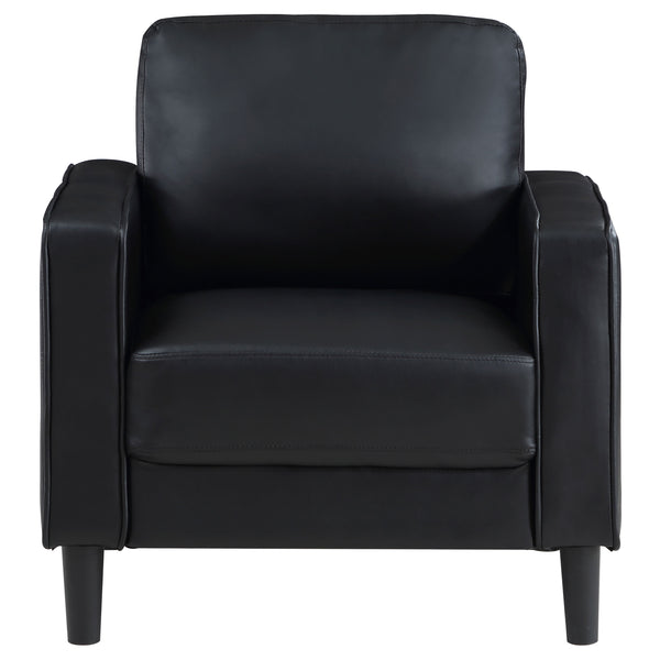 English Elm Farallone Upholstered Track Arm Accent Chair in Leatherette with Tapered Feet and Plush Support Black B062P299958