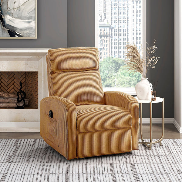 English Elm Contemporary Power Lift Chair Recliner with Plush Corduroy, Foam-Over-Coil Support & Side Pocket Yellow 31 L x 29 W x 24 H B011P395834