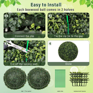 English Elm 18.5in Faux Boxwood Spheres Uv Resistant Outdoor Garden Entryway Topiary Set of 2 W2945P460785
