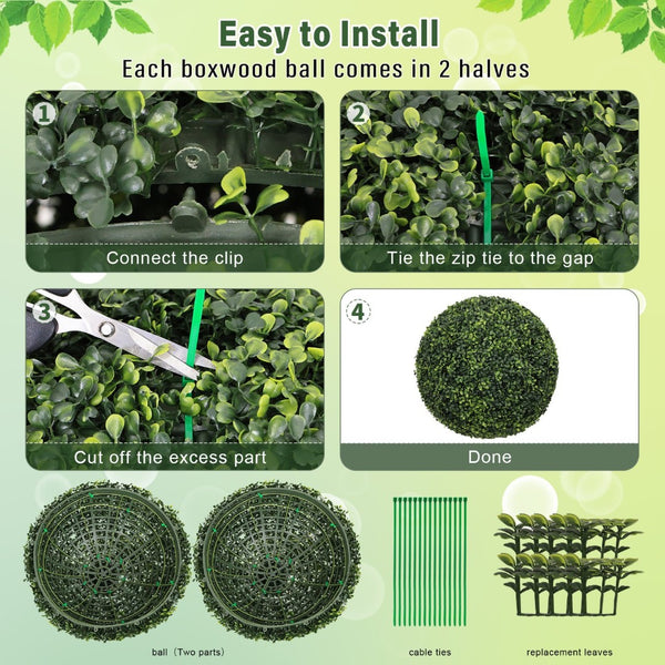English Elm 18.5in Faux Boxwood Spheres Uv Resistant Outdoor Garden Entryway Topiary Set of 2 W2945P460785