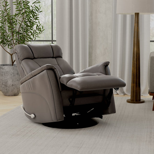 English Elm Global Home Swivel Glider Recliner In Bentley Grey Faux Leather - Adjustable Comfort & Style! B339P323106
