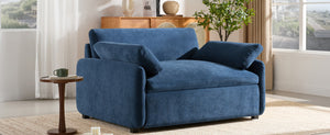 English Elm 50*43" Oversized Chenille Armchair Deep Lounge Seat Modern Minimalist Living Room Chair Blue N723S5042P