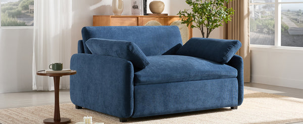 English Elm 50*43" Oversized Chenille Armchair Deep Lounge Seat Modern Minimalist Living Room Chair Blue N723S5042P